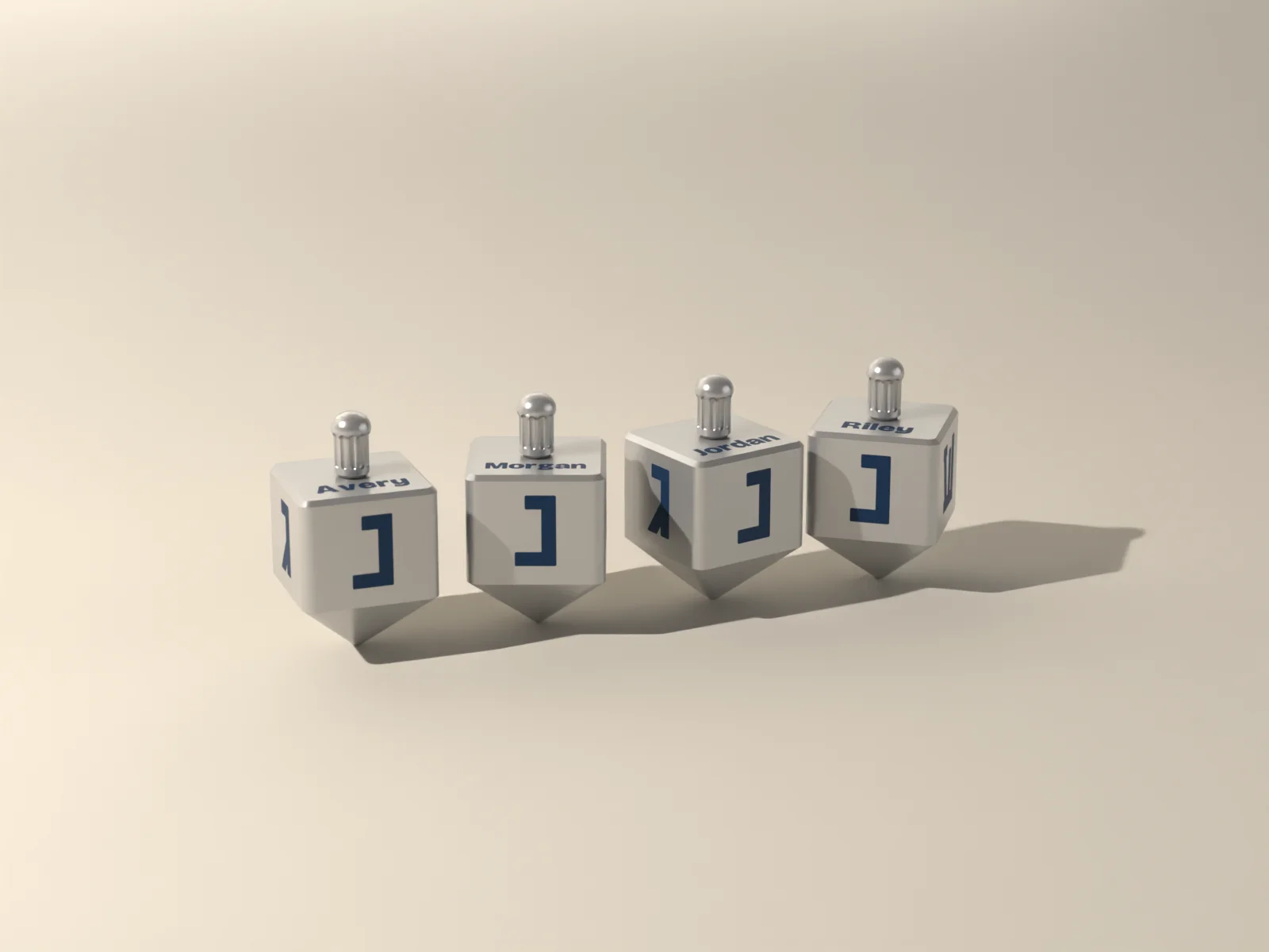 Heirloom Dreidel Set of 4, render