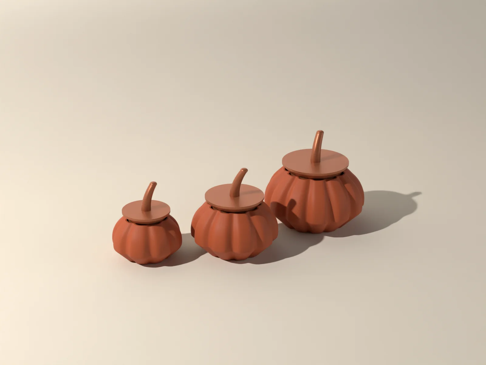 Fluted Pumpkin Trio, render
