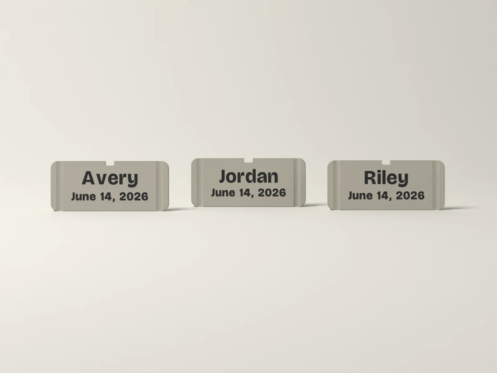 Place cards from the front, leaning back on their cut bottom edges