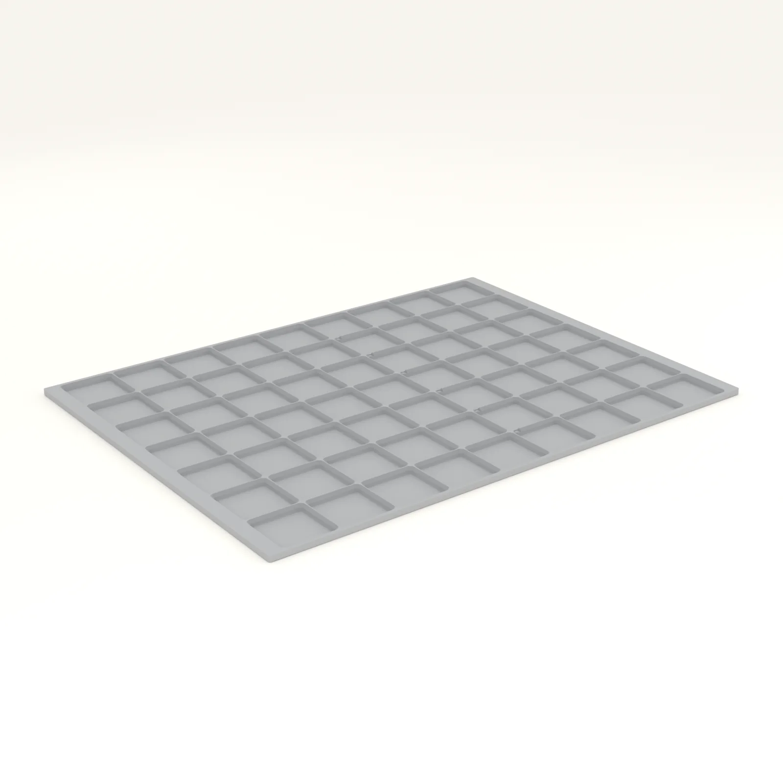 A 42 mm grid baseplate cut to a drawer with half cells filling the leftover edge