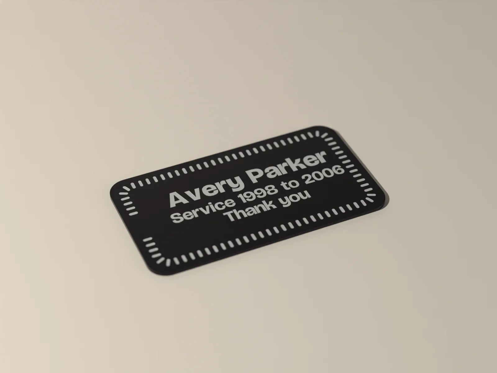Engraved Aluminum Service Tag, render