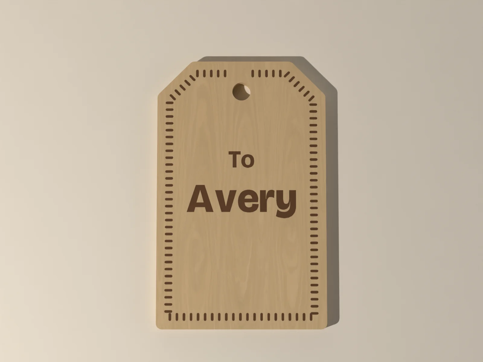 Engraved wood gift tags from the front, To Avery and blank To and From tags