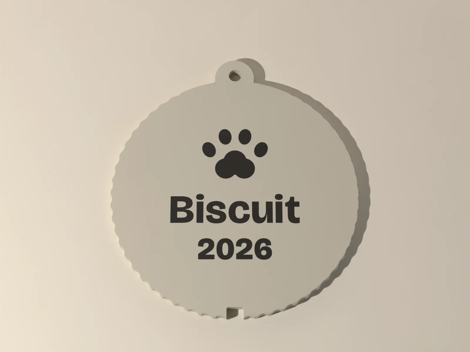 Pet ornament from the front, the silhouette above the name and the year