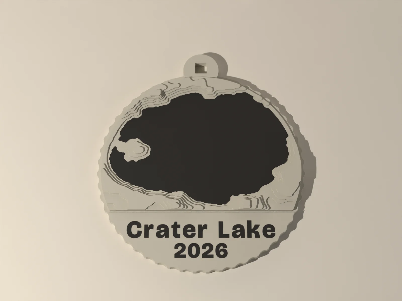 Terrain ornament from the front, the lake and the place label on the panel