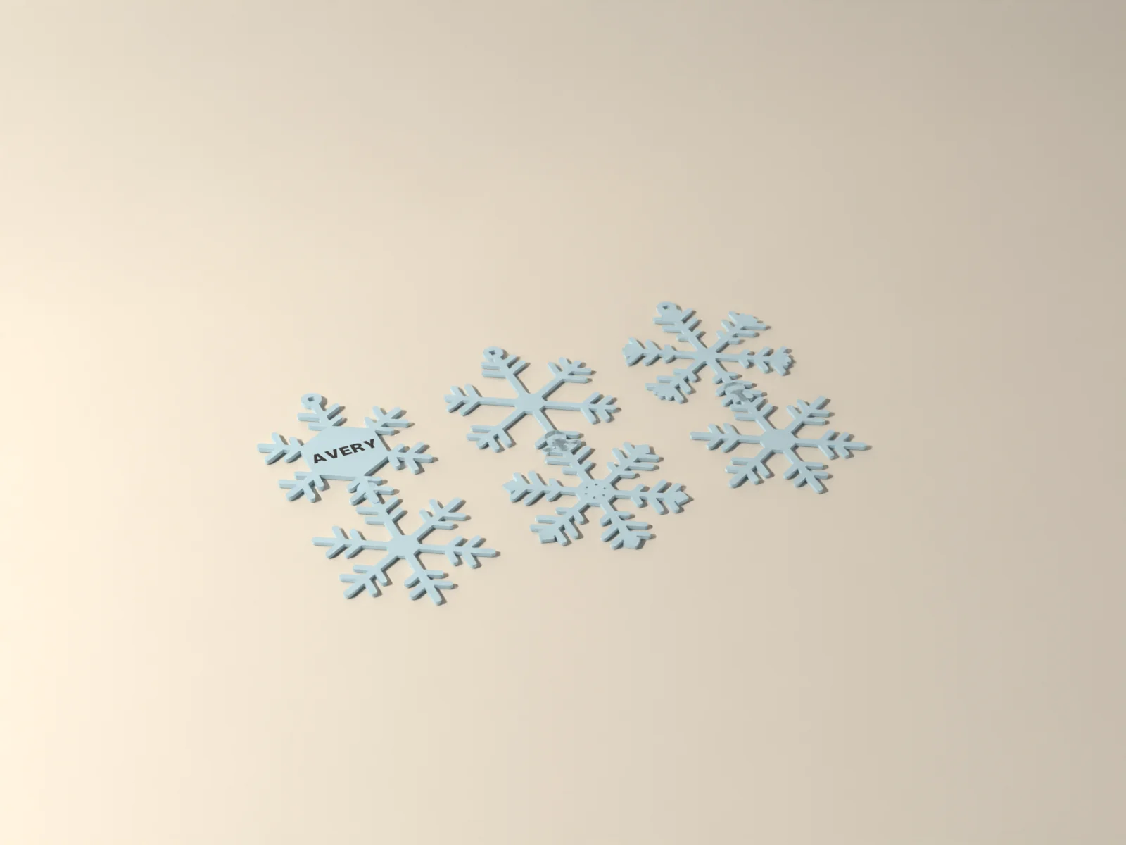 Glow Snowflake Set of 6, render